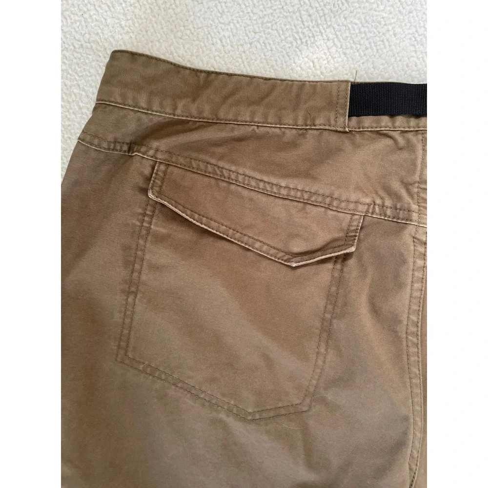 90s Eastern Mountain Sports Mens 38‎ Hiking Pants Brown Canvas Belted Cargo